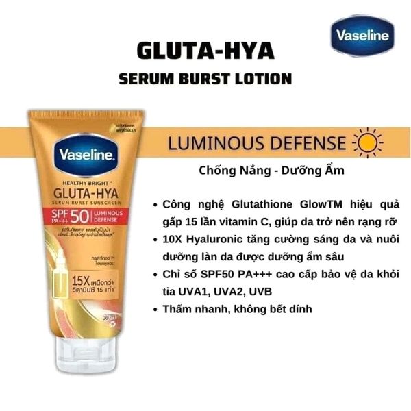 DƯỠNG THỂ CHỐNG NẮNG VASELINE 15X SPF 50+ LUMINOUS DEFENSE 260ML