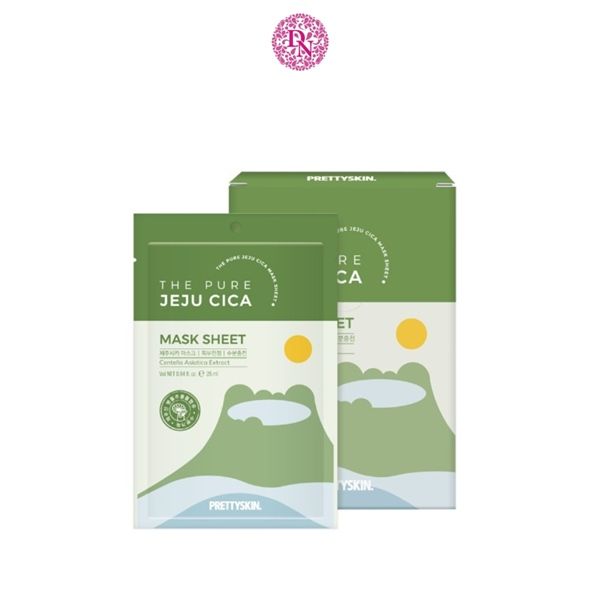 MẶT NẠ RAU MÁ PRETTY SKIN THE PURE JEJU CICA MASK SHEET [MUA 1 HỘP TẶNG 1 MẶT NẠ OHESI 25K]