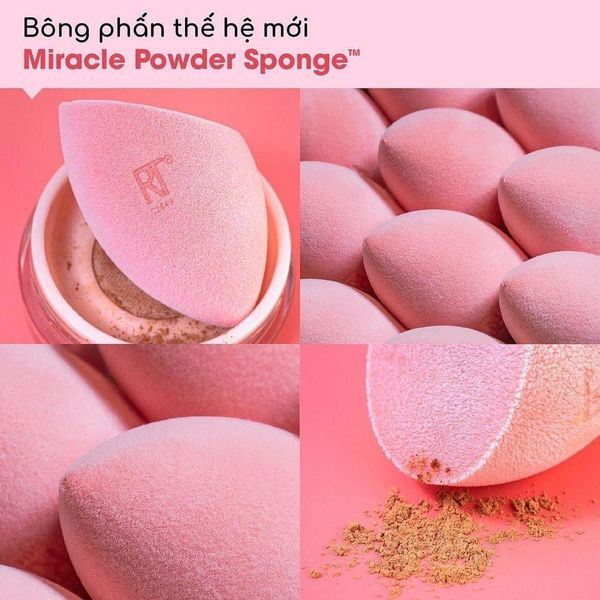 SET 2 BÔNG MÚT TÁN PHẤN REAL TECHNIQUES MIRACLE POWDER SPOMGE - MÀU HỒNG