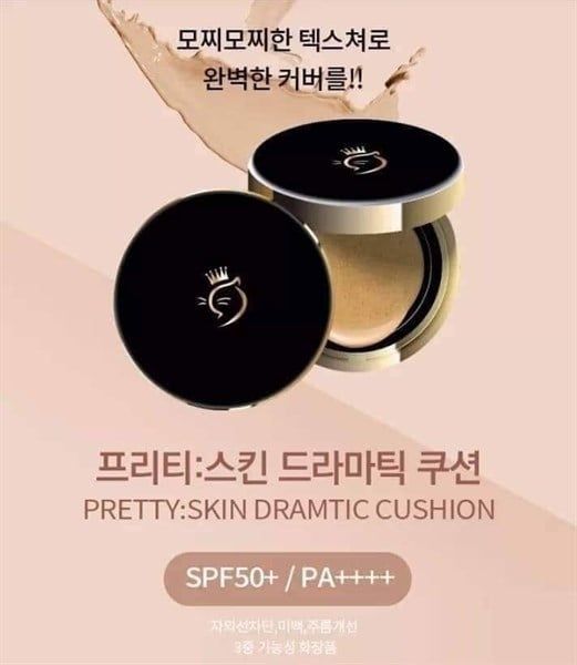 PHẤN NƯỚC PRETTY SKIN DRAMATIC CUSHION SPF50  [MUA 1 PHẤN NƯỚC TẶNG 1 SERUM VITAMIN C QUÝT XANH BERGAMO 10ML]