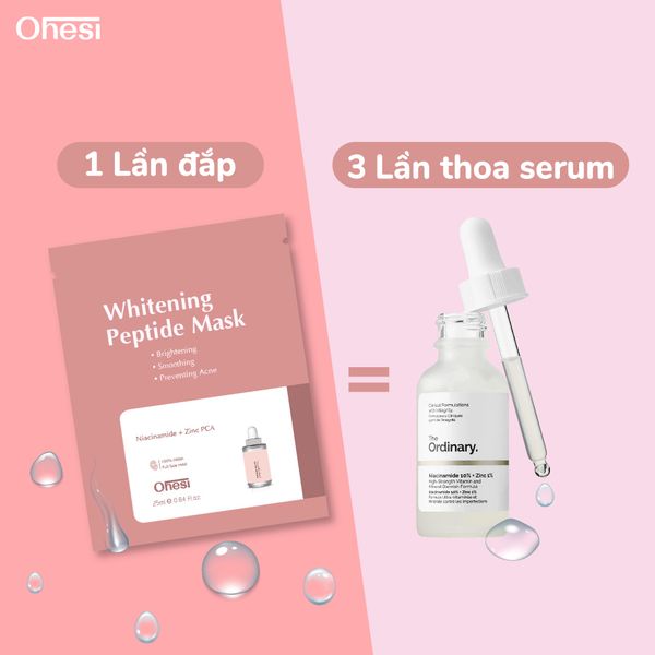MẶT NẠ TINH CHẤT NIACINAMIDE + ZIN C OHESI WHITENING PEPTIDE MASK - TRỊ THÂM TRẮNG DA - MÀU HỒNG