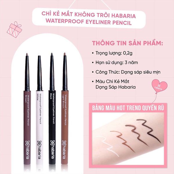 CHÌ SÁP KẺ MẮT HABARIA WATERPROOF EYELINER PENCIL