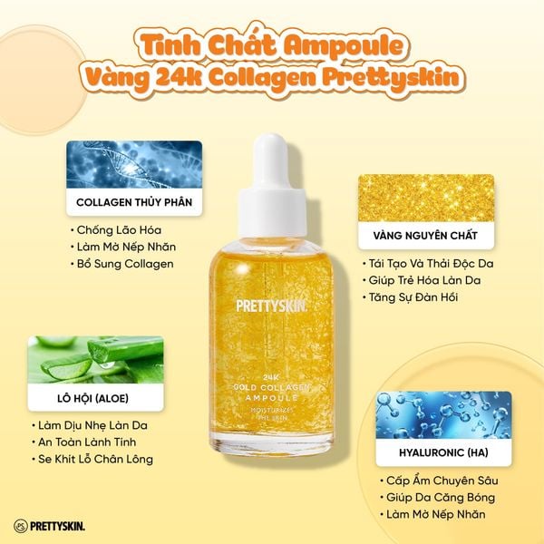 TINH CHẤT AMPOULE PRETTY SKIN 50ML  [MUA 1 SERUM TẶNG 1 SERUM VITAMIN C QUÝT XANH BERGAMO 10ML]