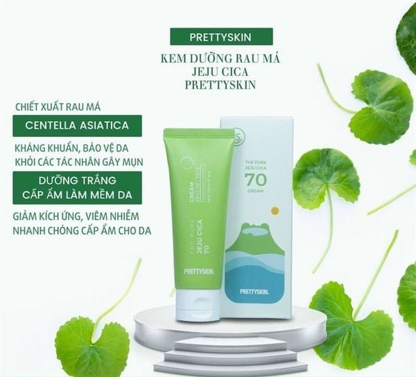 KEM DƯỠNG RAU MÁ PRETTY SKIN JEJU CICA TUÝP XANH 50ML [MUA 1 KEM DƯỠNG TẶNG 1 MẶT NẠ OHESI 25K]