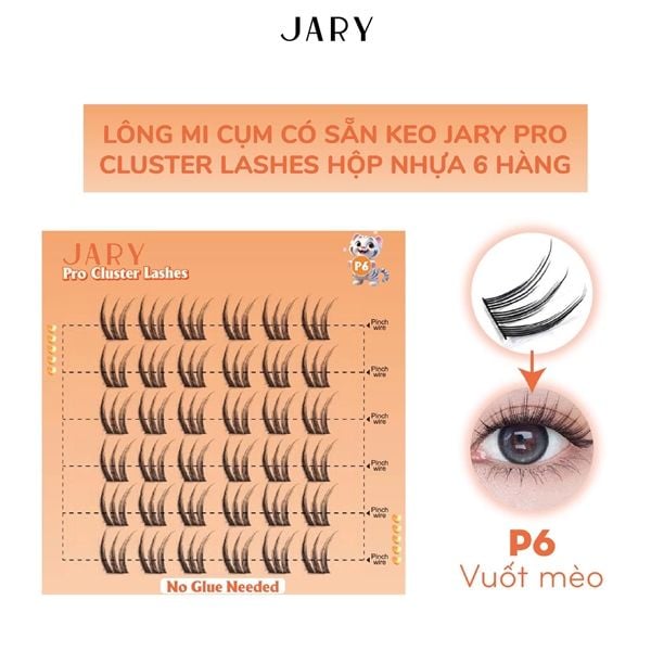 LÔNG MI CỤM CÓ SẴN KEO JARY PRO CLUSTER LASHES HỘP NHỰA 6 HÀNG