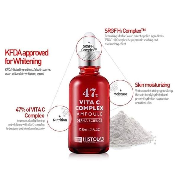 TINH CHẤT GIẢM NÁM DƯỠNG TRẮNG DA HISTOLAB 47% VITA C COMPLEX AMPOULE