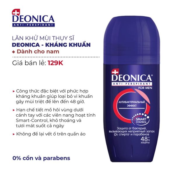 LĂN KHỬ MÙI KHÁNG KHUẨN DEONICA FOR MEN 50ML