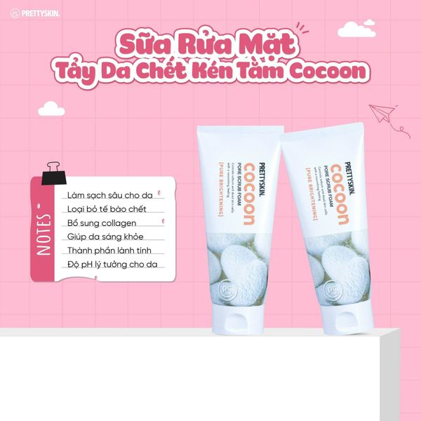 SỮA RỬA MẶT TẨY DA CHẾT PRETTY SKIN COCOON PORE SCRUB FOAM 150ML [MUA 1 SỮA RỬA MẶT TẶNG 1 MẶT NẠ OHESI 25K]