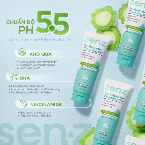 GEL RỬA MẶT SEN-Z OIL REDUCTION CLEANSING 30ML DA DẦU MỤN