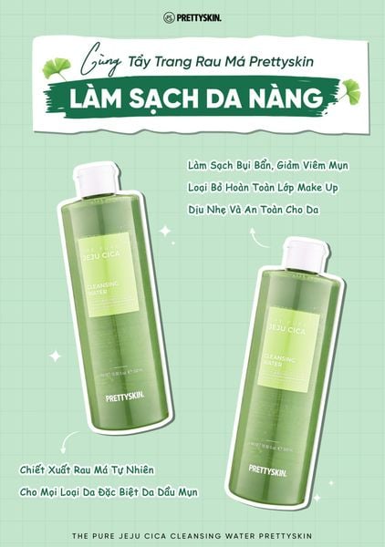 NƯỚC TẨY TRANG PRETTY SKIN CLEANSING WATER 500ML [MUA 1 TẨY TRANG TẶNG 1 SERUM VITAMIN C QUÝT XANH BERGAMO 10ML]