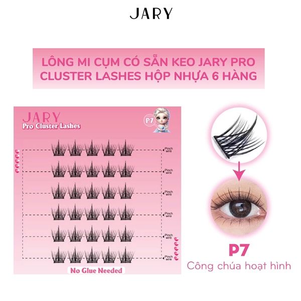 LÔNG MI CỤM CÓ SẴN KEO JARY PRO CLUSTER LASHES HỘP NHỰA 6 HÀNG