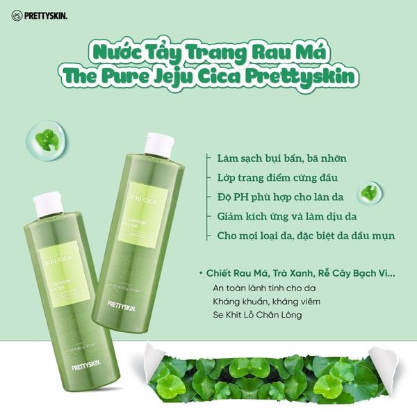 NƯỚC TẨY TRANG PRETTY SKIN CLEANSING WATER 500ML [MUA 1 TẨY TRANG TẶNG 1 SERUM VITAMIN C QUÝT XANH BERGAMO 10ML]