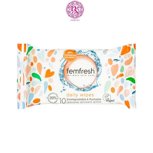 KHĂN ƯỚT VỆ SINH VÙNG KÍN CAO CẤP HÀNG NGÀY FEMFRESH INTIMATE SKINCARE DAILY WIPES 10 TỜ