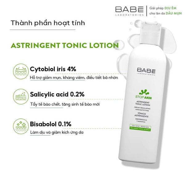 SỮA DƯỠNG DA BABE STOP AKN TONIC LOTION 250ML