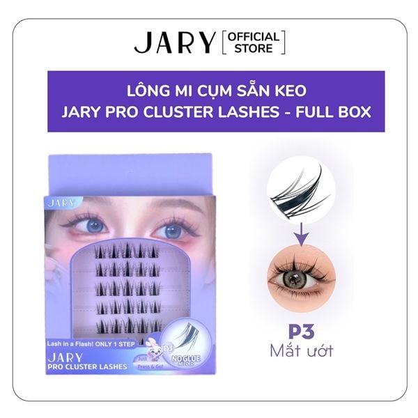 LÔNG MI CỤM CÓ SẴN KEO JARY PRO CLUSTER LASHES HỘP NHỰA 6 HÀNG