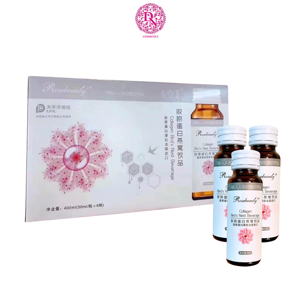 NƯỚC UỐNG COLLAGEN YẾN ROSE BEAUTY TRẮNG DA HỘP 8 CHAI