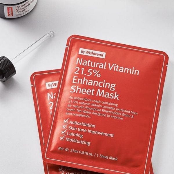 MẶT NẠ DƯỠNG ẨM LÀM SÁNG DA BY WISHTREND NATURAL VITAMIN 21.5% ENHANCING SHEET MASK 23ML