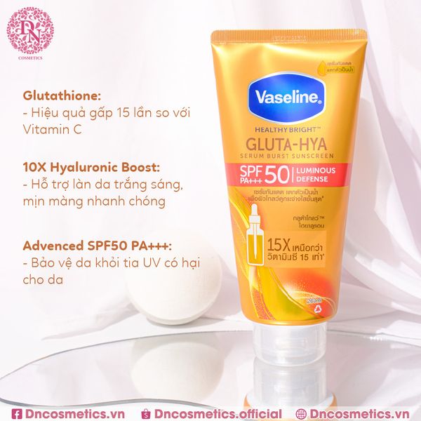 DƯỠNG THỂ CHỐNG NẮNG VASELINE 15X SPF 50+ LUMINOUS DEFENSE 260ML