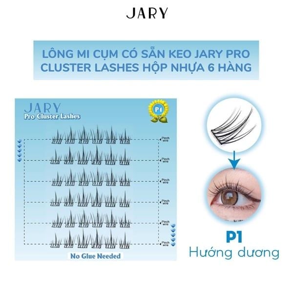 LÔNG MI CỤM CÓ SẴN KEO JARY PRO CLUSTER LASHES HỘP NHỰA 6 HÀNG