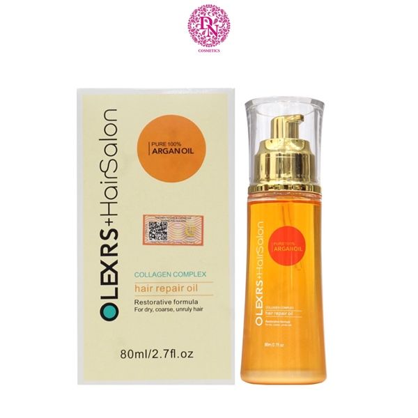 THANH LÝ TINH DẦU DƯỠNG TÓC OLEXRS HAIRSALON PURE 100% ARGAN OIL COLLAGEN COMPLEX HAIR REPAIR OIL 80ML