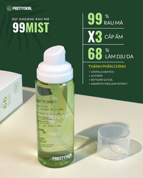 XỊT KHOÁNG RAU MÁ PRETTY SKIN THE PURE JEJU CICA 99 MIST 100ML