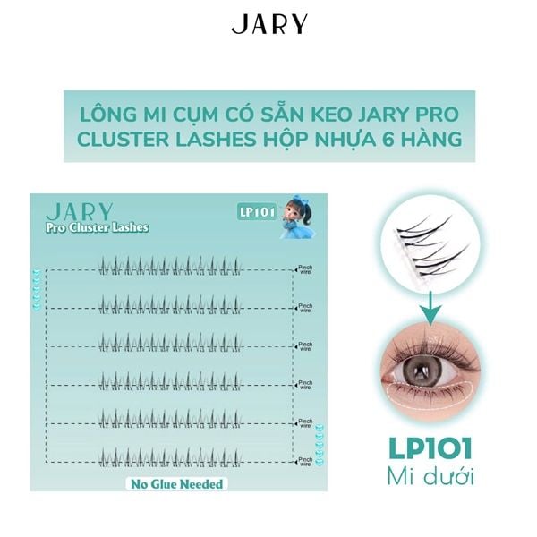 LÔNG MI CỤM CÓ SẴN KEO JARY PRO CLUSTER LASHES HỘP NHỰA 6 HÀNG