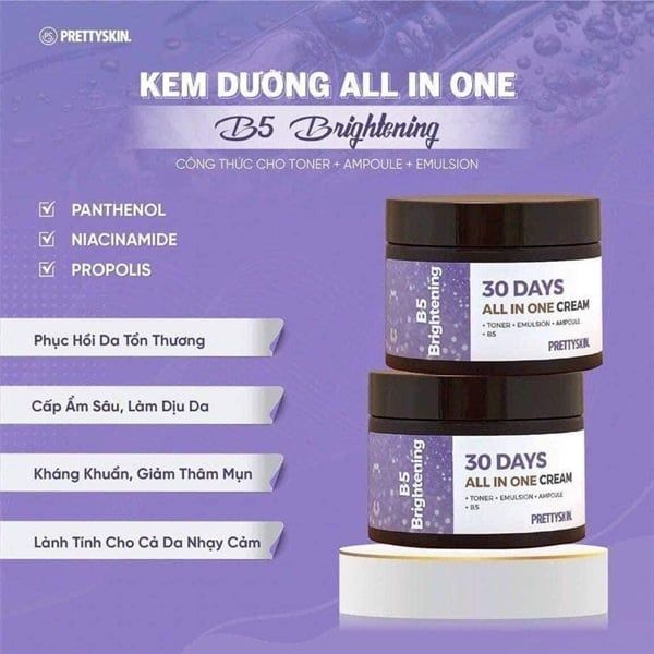 KEM DƯỠNG PRETTY SKIN 30 DAYS ALL IN ONE 50ML [MUA 1 KEM DƯỠNG TẶNG 1 MẶT NẠ OHESI 25K]