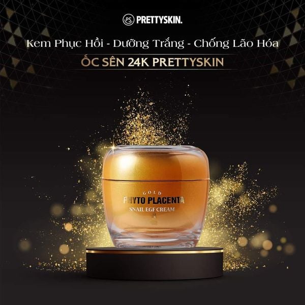 KEM ỐC SÊN CHỐNG LÃO HÓA PRETTY SKIN GOLD PHYTO PLACENTA SNAIL EGF CREAM 50ML  [MUA 1 KEM ỐC SÊN TẶNG 1 SERUM VITAMIN C QUÝT XANH BERGAMO 10ML]