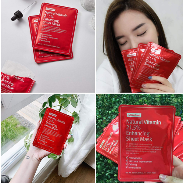 MẶT NẠ DƯỠNG ẨM LÀM SÁNG DA BY WISHTREND NATURAL VITAMIN 21.5% ENHANCING SHEET MASK 23ML