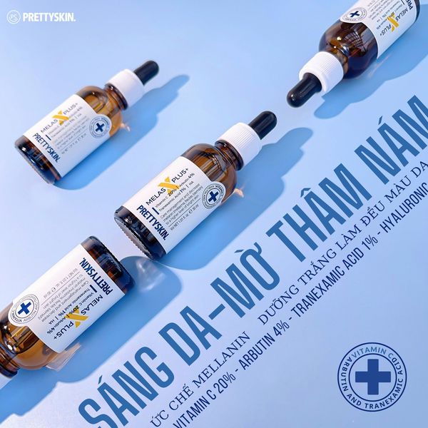 SERUM TRỊ NÁM PRETTY SKIN MELAS PLUS+ 30ML ( KHÁCH THẢO VỎ CHO CHAI SERUM VÀO NGĂN MÁT TỦ LẠNH ĐỂ BẢO QUẢN )