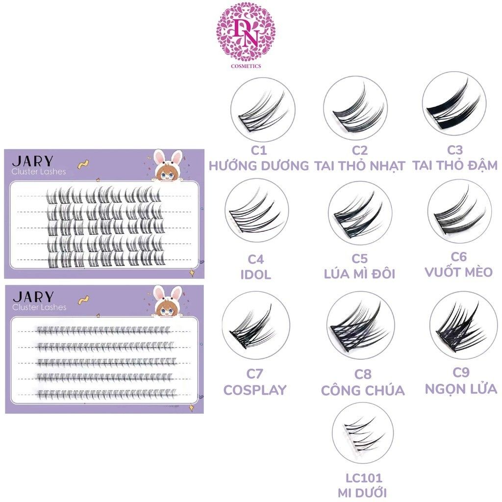 LÔNG MI CỤM TỰ NHIÊN JARY CLUSTER LASHES - HỘP NHỰA 5 HÀNG