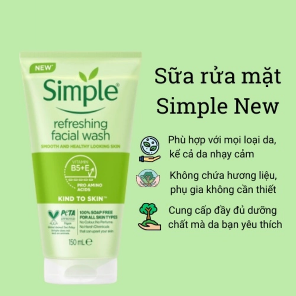 SỮA RỬA MẶT SIMPLE DẠNG GEL (MÀU XANH) - HÀNG NHẬP KHẨU