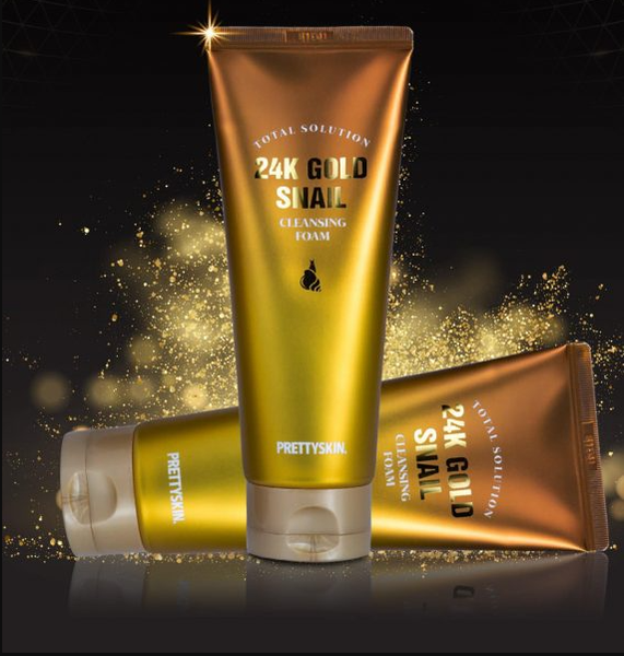 SỮA RỬA MẶT ỐC SÊN VÀNG PRETTY SKIN TOTAL SOLUTION 24K GOLD SNAIL CLEANSING FOAM 150ML [MUA 1 SRM TẶNG 1 MẶT NẠ OHESI 25K]