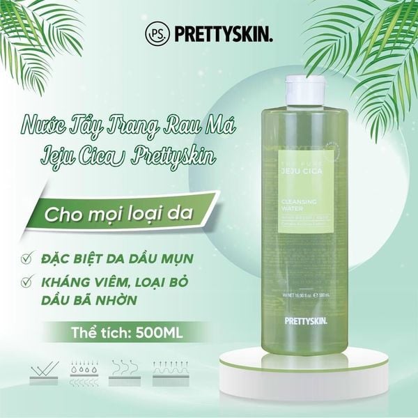 NƯỚC TẨY TRANG PRETTY SKIN CLEANSING WATER 500ML [MUA 1 TẨY TRANG TẶNG 1 SERUM VITAMIN C QUÝT XANH BERGAMO 10ML]