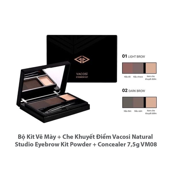 BỘT TÁN MÀY VACOSI NATURAL STUDIO EYEBROW KIT - VM08 7.5G