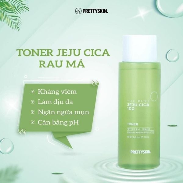 NƯỚC HOA HỒNG PRETTY SKIN RAU MÁ JEJU CICA  [MUA 1 TONER TẶNG 1 SERUM VITAMIN C QUÝT XANH BERGAMO 10ML]