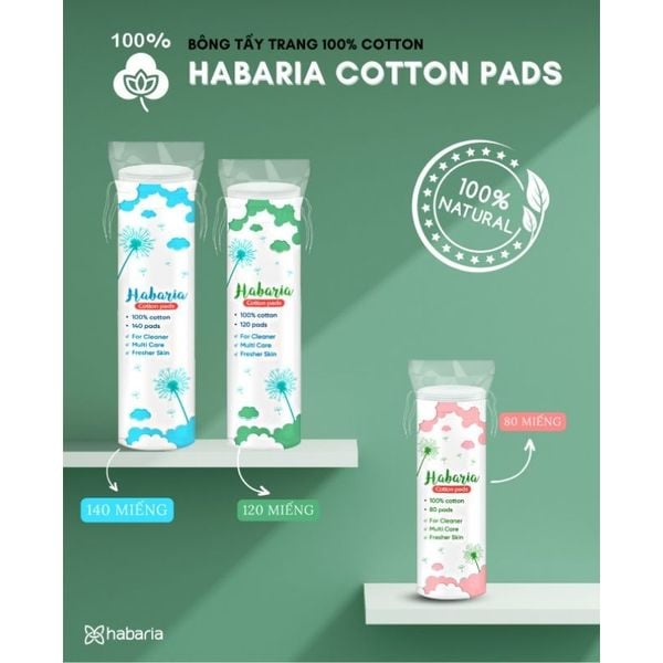 BÔNG TẨY TRANG HABARIA COTTON PADS CÂY TRÒN