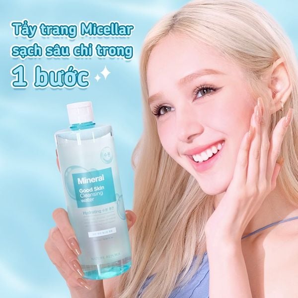 NƯỚC TẨY TRANG NATURE REPUBLIC GOOD SKIN AHA AMPOULE CLEANSING WATER 500ML ( TẶNG 1 MẶT NẠ MATURE REPUBLIC )