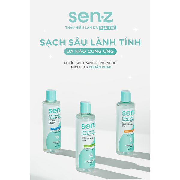 NƯỚC TẨY TRANG SEN-Z OIL REDUCTION MICELLAR WATER 250ML [TẶNG SỮA RỬA MẶT SEN-Z 30ML]