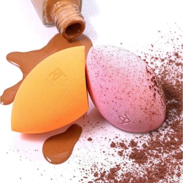 SET 2 BÔNG MÚT TÁN NỀN REAL TECHNIQUES MIRACLE COMPLEXION ICONIC BLEND + SET SPONGE DUO MÀU HỒNG CAM
