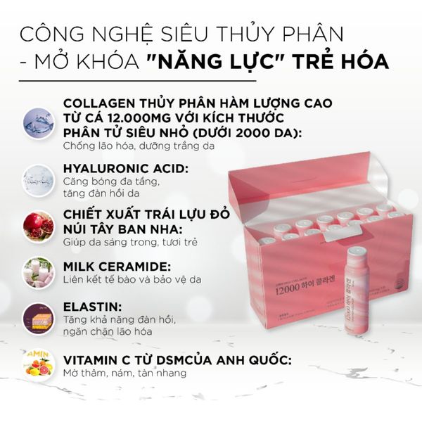 NƯỚC UỐNG COLLAGEN RADIMERY 12000MG HỘP 14 ỐNG X 50ML