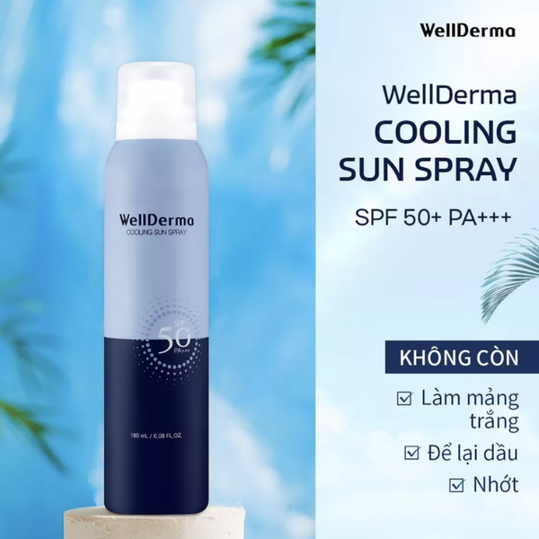 XỊT CHỐNG NẮNG WELLDERMA COOLING SUN PRAY SPF 50 PA +++ 180ML