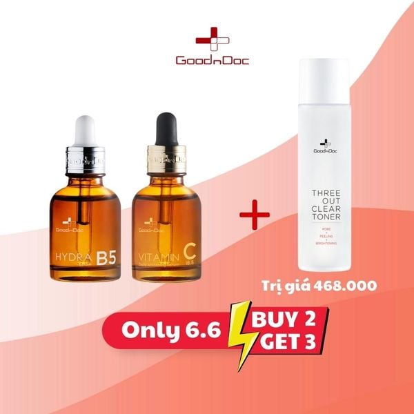 COMBO SERUM DƯỠNG DA GOODNDOC VITAMIN C 30ML + B5 30ML