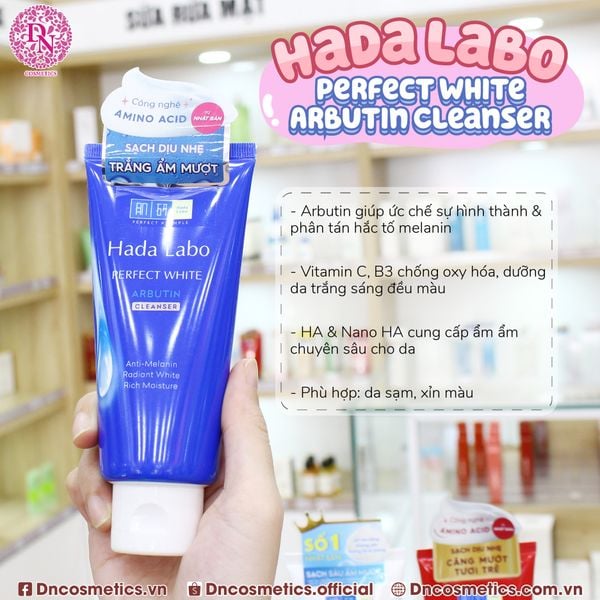 SỮA RỬA MẶT HADA LABO PERFECT WHITE CLEANSER 80G DƯỠNG TRẮNG - MÀU XANH