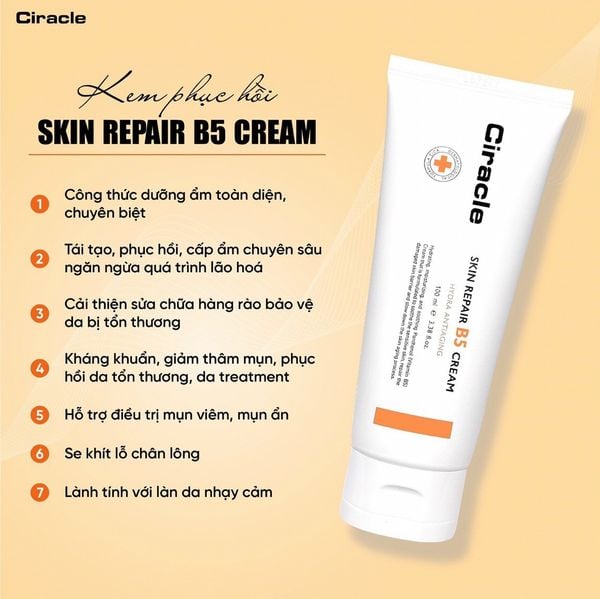 KEM DƯỠNG DA HỖ TRỢ PHỤC HỒI CIRACLE SKIN REPAIR B5 CREAM 100ML