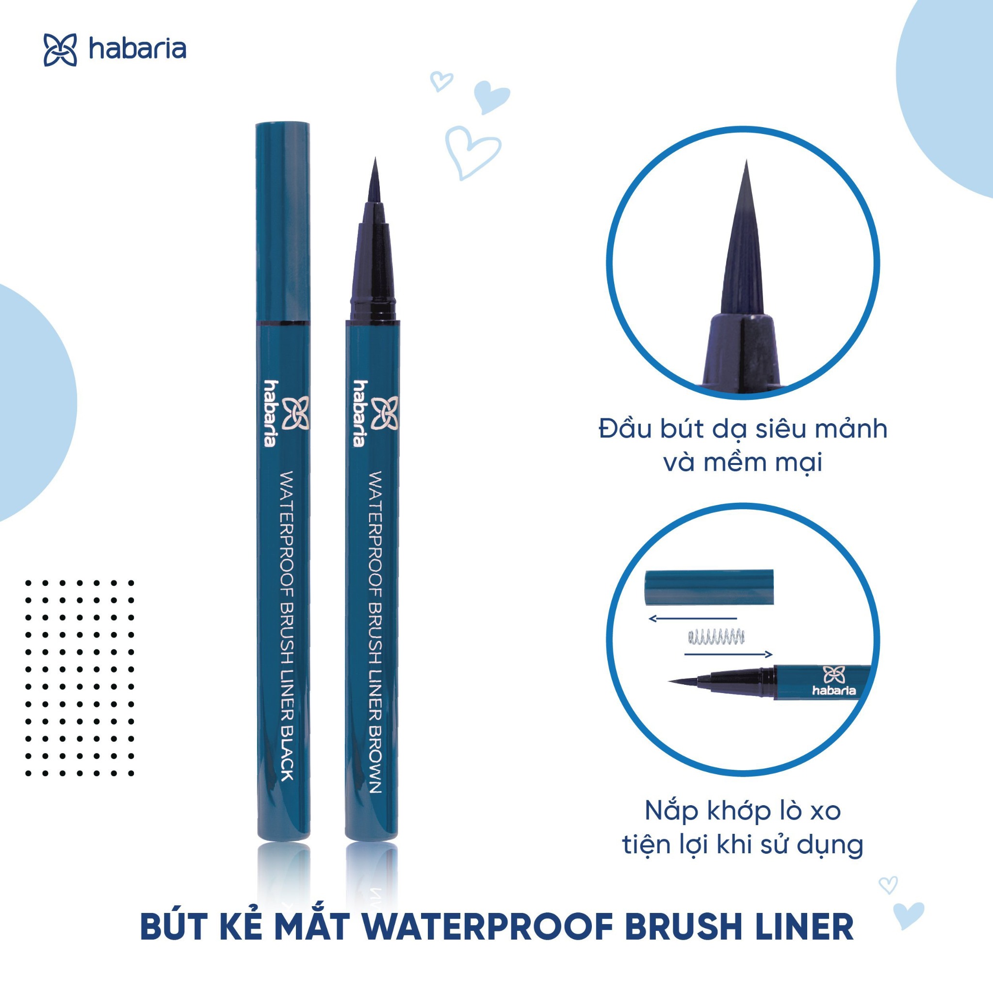 KẺ DẠ HABARIA WATERPROOF BRUSH LINER DN Cosmetics 1 Mỹ Phẩm chính