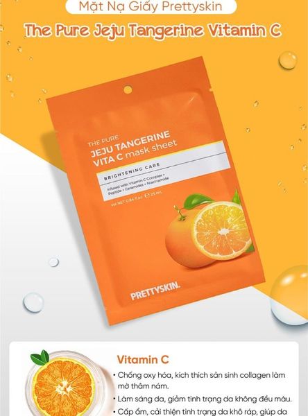 MẶT NẠ VITAMIN C PRETTY SKIN THE PURE JEJU TANGERINE VITA C MASK SHEET