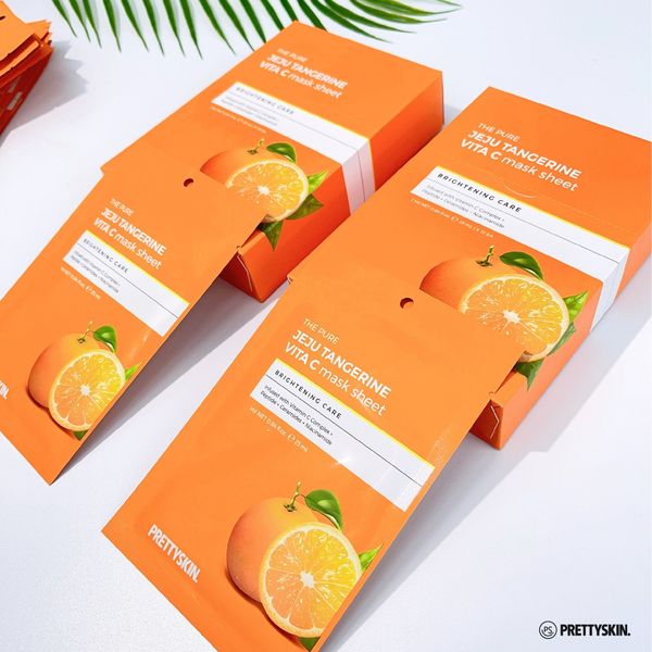 MẶT NẠ VITAMIN C PRETTY SKIN THE PURE JEJU TANGERINE VITA C MASK SHEET