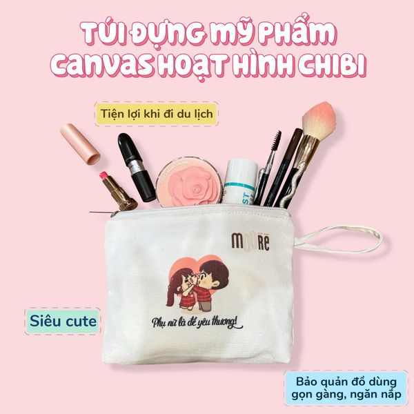 TÚI ĐỰNG MỸ PHẨM CANVAS HOẠT HÌNH