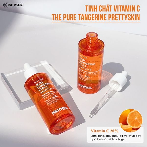 TINH CHẤT VITA C PRETTY SKIN THE PURE JEJU TANGERINE VITA C AMPOULE 52ML [MUA 1 TINH CHẤT TẶNG 1 SERUM VITAMIN C QUÝT XANH BERGAMO 10ML]